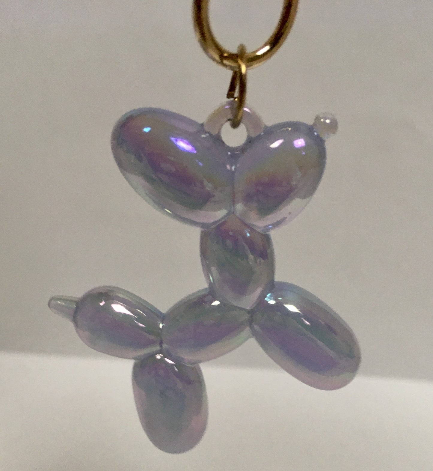 Balloon Dog Keychain - Cloudy Iridescent Pale Lavender