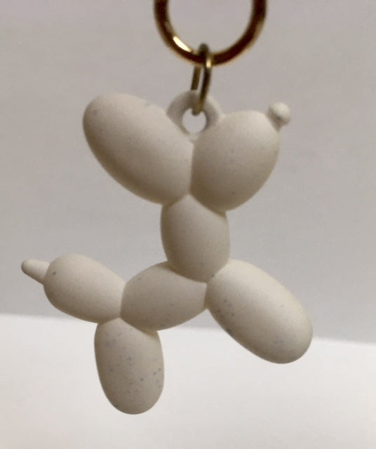 Balloon Dog Keychain - Matte White with Blue Specks